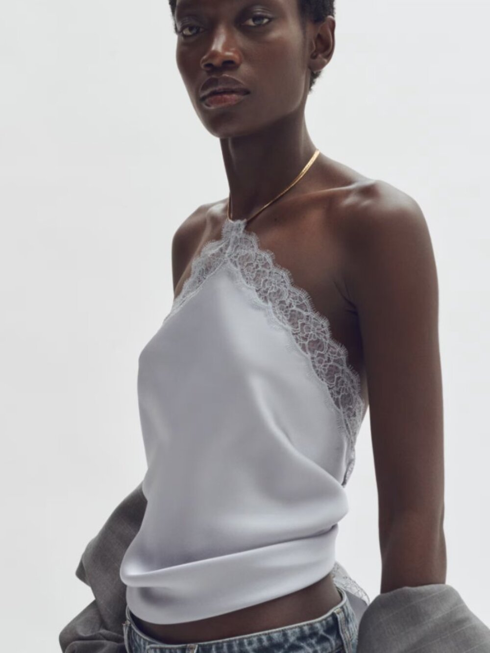 STELLA MCCARTNEY H&M Lace-Trimmed Halterneck Top NWT
